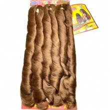 FASHION YOU Jumbo Liso Ondulado Cabelo Boho French Curl Fibra Sintética Premium 400g Para Tranças Crochet Braids - Caqui - Visão 3