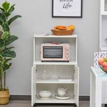 HOMCOM Kitchen Storage Unit, Modern Microwave Stand Trolley Cart, Sideboard With Cabinet,  Locking Wheels, Shelf For Living Room, Dining Room - White - View 10