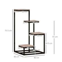 Outsunny Portapiante a 4 Livelli per Interni ed Esterni, Scaffale Porta Fiori e Vasi in Acciaio e Legno, 40x40x75.5 cm, Marrone e Nero - nero - Visualizzare 4