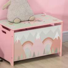 ZONEKIZ Toy Box, Kids Toy Chest With Lid, Hinge, Cute Design - Pink - View 8