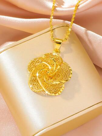 1 szt. Minimalistyczny, uniwersalny miedziany naszyjnik z wisiorkiem w kształcie kwiatu, modna biżuteria damska na prezent dla matki