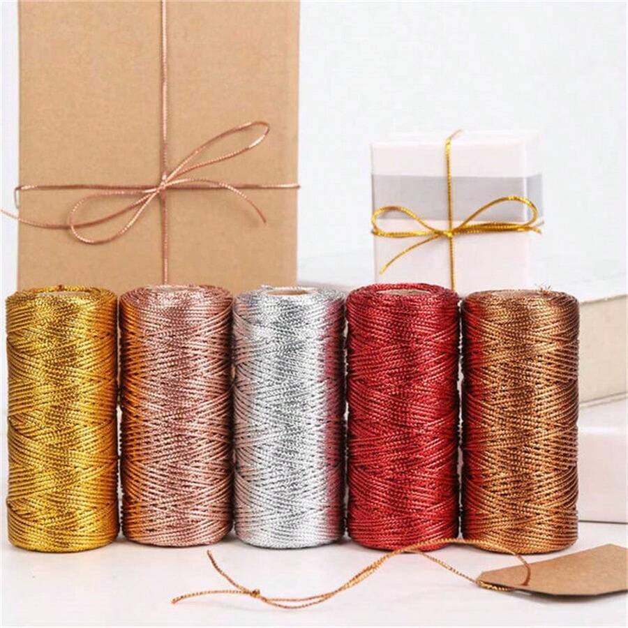 1.5mm 100m/Roll Metallic Thread Cord Gold Silver Tinsel String Non-Stretch Packing Rope Ornament String For Jewelry Making Craft - Multicolor - View 1