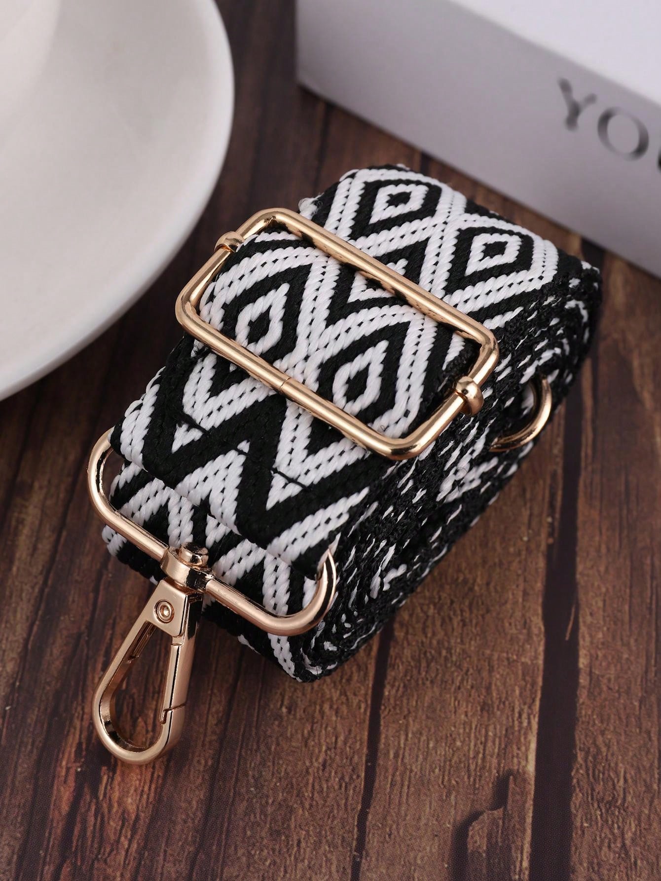1pc Black & White Adjustable Crossbody/Shoulder Bag Strap, Casual Bag