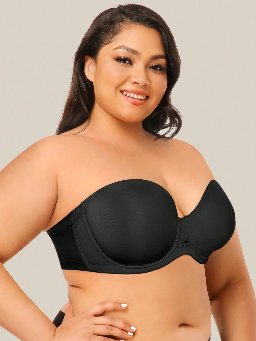 Wingslove Thick Floral Embroidery Full Coverage Underwire Bra, Lift - Black - View 1