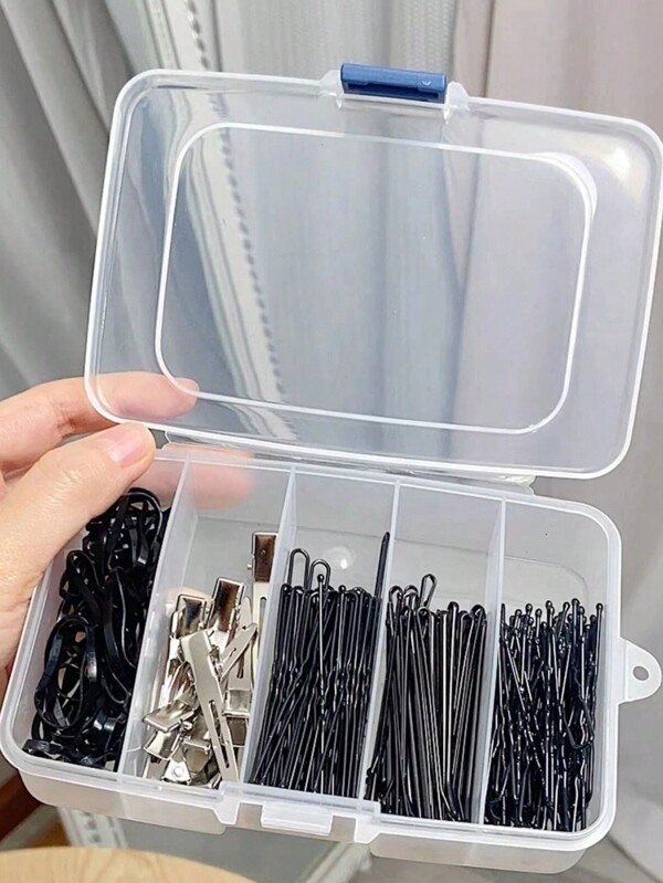 1 Pieza Caja De Almacenamiento De Plástico Con 5 Compartimentos Con Ranura Fija Vertical Y Cierre De Botón, Disponible En Tres Colores, Para Pequeños Accesorios Y Piezas