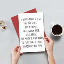 1 Pc Funny Birthday Card For Sister, Humorous Birthday Greeting Card For Sister, Sister Card, Personalised Sister Birthday Card With Envelopes - Multicolor - View 5