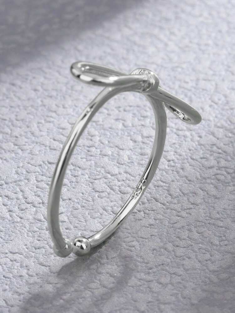 1Pc Elegant S925 Sterling Silver Bow-Knot Adjustable Ring Fine Jewelry Gift For Women - Bow Open Ring - View 4