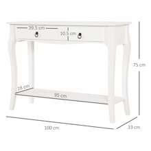 HOMCOM Mobiletto Tavolo Consolle da Ingresso Moderno con 2 Cassetti Casa Legno 100 * 33 * 75cm Bianco - Bianco - Visualizzare 4