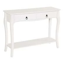 HOMCOM Mobiletto Tavolo Consolle da Ingresso Moderno con 2 Cassetti Casa Legno 100 * 33 * 75cm Bianco - Bianco - Visualizzare 2