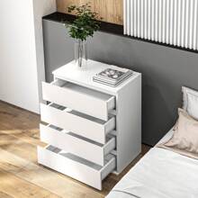 HOMCOM HOMCOM Commode 4 tiroirs, meuble de rangement, commode à tiroirs, sans poignées, design moderne, pour salon, chambre à coucher, 60 x 40 x 80 cm blanc
