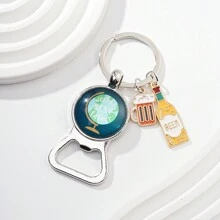 1pc Portable Bottle Opener Keychain With Dad Pattern & Slogan, Father's Day Gift For Both Men And Women Casual Car Accessories Bag Charm Backpack For School