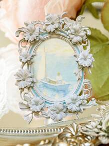 10 Piezas Material Para Marcos De Fotos Grabados Con Flores Ahuecadas, Papel De Manualidades De Decoración Vintage Diy - Multicolor - Ver 4