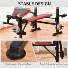 HOMCOM Adjustable Weight Bench With Leg Developer Barbell Rack For Weight Lifting And Strength Training Multifunctional Workout Station For Home Gym Fitness - Black - View 6