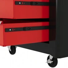 HOMCOM Steel 5-Drawer Tool Storage Cabinet Lockable With Wheels Handle 2 Keys Garage Equipment Trolley Home Work DIY Workshop Chest - Red - View 4