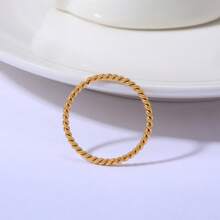 1pc Stainless Steel 18K Gold Plated Twisted Ring For Women