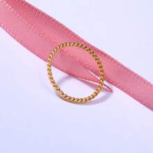 1pc Stainless Steel 18K Gold Plated Twisted Ring For Women