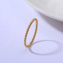 1pc Stainless Steel 18K Gold Plated Twisted Ring For Women