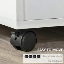 HOMCOM Multi-Storage Printer Stand Unit Office Desk Side Mobile Storage W/ Wheels Modern Style 60L X 50W X 65.5H Cm - White - View 8