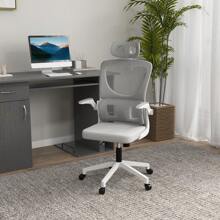 Vinsetto Fauteuil de bureau, chaise ergonomique, maille respirant, accoudoirs relevables, pivotant, appui-tête réglable et support lombaire, hauteur d'assise réglable, gris - Gris - Voir 1