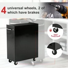 HOMCOM 5-Drawer Lockable Steel Tool Storage Cabinet With Wheels Handle 2 Keys Organisation Box Unit Chest Garage DIY Workshop Trolley - Black - View 6