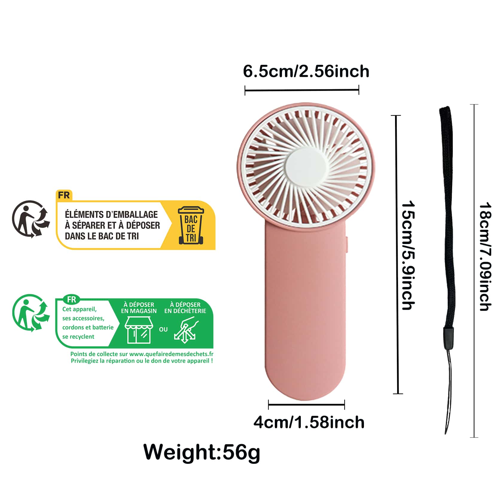 Pink Mini Handheld Fan, Portable Personal Makeup Fan, Pocket Eyelash