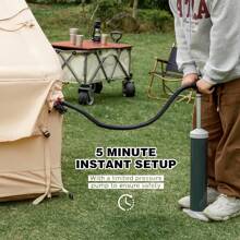 Xtra Large Inflatable Camping Tent, Glamping Tents Easy Setup 4 Season Windproof Outdoor Cotton Tent With Stove Jack & Mesh Windows & Pump - Màu be - Xem 3