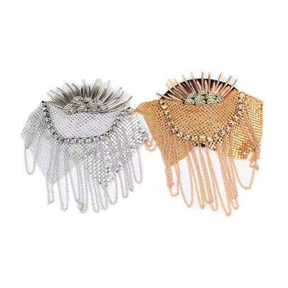 1 st guld/silver kostymklänning vintage lyx metall tofs axeldekoration accessoar