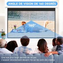 HOMCOM Écran de projection motorisé 120 pouces, 16:9 4K HD électrique pour Vidéoprojecteurs Home Cinéma, fixation mural ou plafond avec télécommande - Blanc - Voir 10