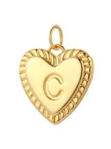 Magic Fish 1 件镀金铜质首字母心形吊坠