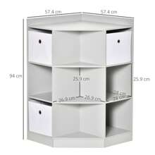 HOMCOM Kids Storage Cabinet Corner Toy Storage Organizer Children Bookcase Rack For Children's Play Room/Bedroom With Anti-Tipping Hardware Drawers, Grey - Grey - View 4
