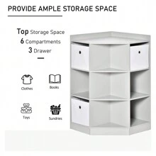 HOMCOM Kids Storage Cabinet Corner Toy Storage Organizer Children Bookcase Rack For Children's Play Room/Bedroom With Anti-Tipping Hardware Drawers, Grey - Grey - View 5