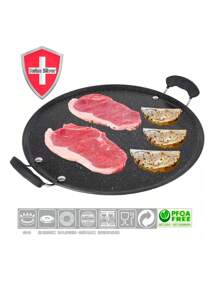 Sartén Redondo Tipo Comal Mármol 34.5 cm Antiadherente Swiss Silver - Negro - Ver 1