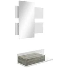 HOMCOM Mobile da Ingresso 2 in 1 con Specchio da Parete 75x3.5x75 cm e Cassetto 75x30.5x20 cm, Set da Ingresso in MDF e Vetro, Grigio e Bianco - Bianco - Visualizzare 2