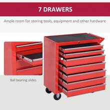 DURHAND Roller Tool Cabinet Storage Chest Box 7 Drawers Roll Wheels Garage Workshop Red - 紅色 - 查看 3