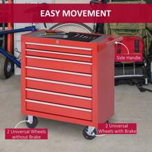 DURHAND Roller Tool Cabinet Storage Chest Box 7 Drawers Roll Wheels Garage Workshop Red - 紅色 - 查看 7