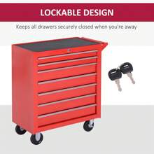 DURHAND Roller Tool Cabinet Storage Chest Box 7 Drawers Roll Wheels Garage Workshop Red - 紅色 - 查看 4