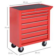 DURHAND Roller Tool Cabinet Storage Chest Box 7 Drawers Roll Wheels Garage Workshop Red - 紅色 - 查看 2