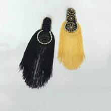 1pc Gold & Black Tassel Epaulet, Fashion Stage Performance Shoulder Brooch Accessory - Tassel Epaulettes - View 4