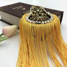 1pc Gold & Black Tassel Epaulet, Fashion Stage Performance Shoulder Brooch Accessory - Tassel Epaulettes - View 2