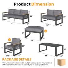 Sunvivi Aluminum Patio Furniture Set, 7 Piece Outdoor Conversation Set With Coffee Table, Metal Outdoor Patio Furniture Set For Porch Backyard Garden, Grey - Xám - Xem 2