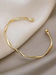 1 Pièce Mince Bracelet Jonc Torsadé Réglable Pour Femmes Et Filles. Accessoires De Bijoux Cadeaux De Bijoux