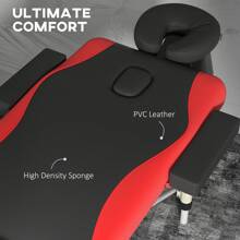 HOMCOM Foldable Massage Table Professional Salon SPA Facial Couch Bed - Red - View 7