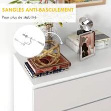 HOMCOM HOMCOM Commode 4 tiroirs, meuble de rangement, commode à tiroirs, sans poignées, design moderne, pour salon, chambre à coucher, 60 x 40 x 80 cm blanc