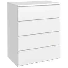HOMCOM HOMCOM Commode 4 tiroirs, meuble de rangement, commode à tiroirs, sans poignées, design moderne, pour salon, chambre à coucher, 60 x 40 x 80 cm blanc