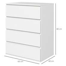 HOMCOM HOMCOM Commode 4 tiroirs, meuble de rangement, commode à tiroirs, sans poignées, design moderne, pour salon, chambre à coucher, 60 x 40 x 80 cm blanc
