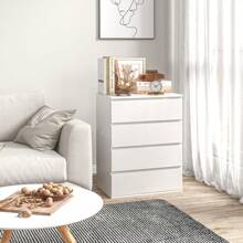 HOMCOM HOMCOM Commode 4 tiroirs, meuble de rangement, commode à tiroirs, sans poignées, design moderne, pour salon, chambre à coucher, 60 x 40 x 80 cm blanc