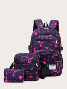 Fashionable School Backpack 3pcs/Set - Multicolor - View 1