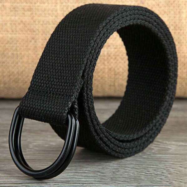 Cinturón de lona para hombres, cinturón con hebilla de doble bucle simple para hombres, correa de cinturón de color de marca para adolescentes, 1 pieza para verano, escuela