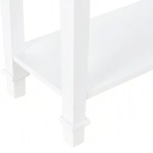 Tavolo Consolle Bianco e Color Legno con Cassetto e 2 Ripiani, Tavolino Salvaspazio in MDF, 75.6 x 27.5 x 80.5cm - Multicolore - Visualizzare 9
