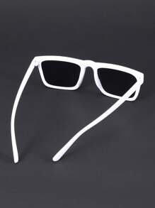 1pc Square Cute Vintage Fashionable Party Glasses Beach Accessories Glasses Shades For Summer Beach Vacation,Outdoor,Travel - White - View 3